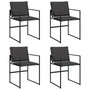 Voir la diapositive 2 : VIDAXL Chaises de jardin et coussins lot de 4 noir acier et textilene