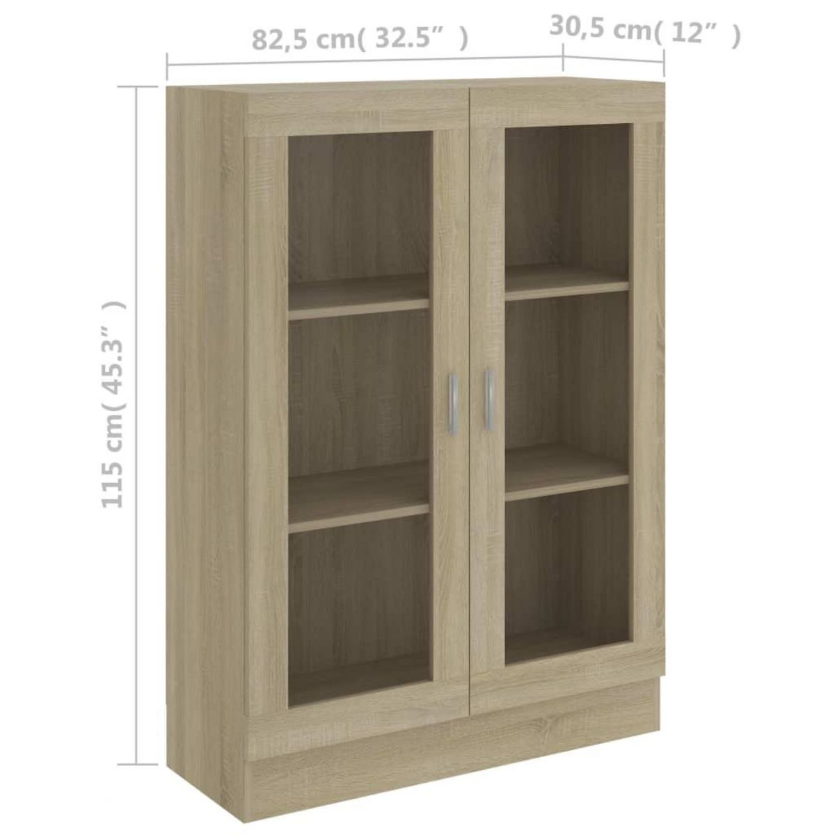 VIDAXL Armoire a vitrine Chene sonoma 82,5x30,5x115 cm Bois ingenierie