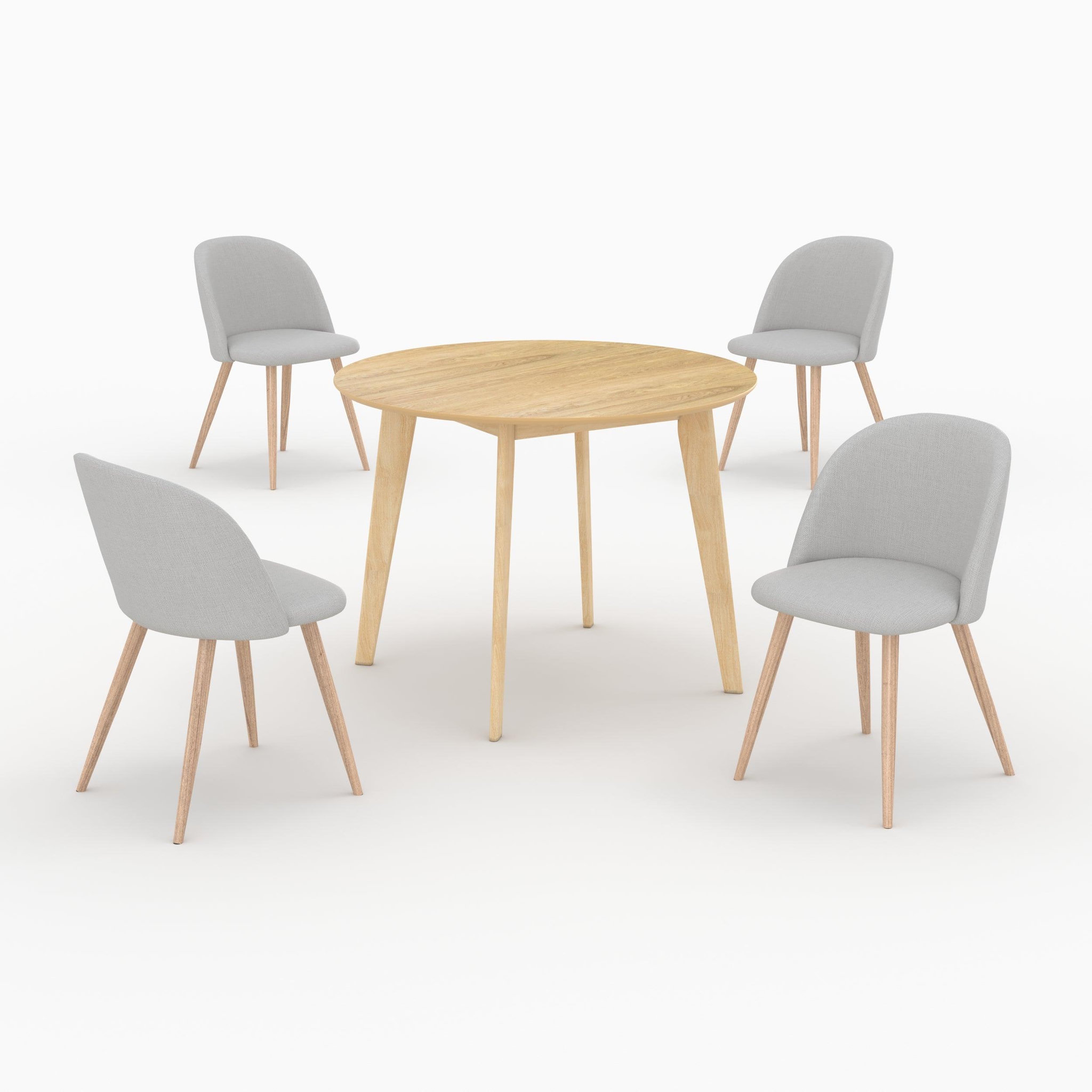MAISON PAVANE Table et chaises 4 personnes en tissu taupe et bois-Réno