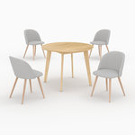 MAISON PAVANE Table et chaises 4 personnes en tissu taupe et bois-Réno