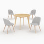 Voir la diapositive 1 : MAISON PAVANE Table et chaises 4 personnes en tissu taupe et bois-Réno