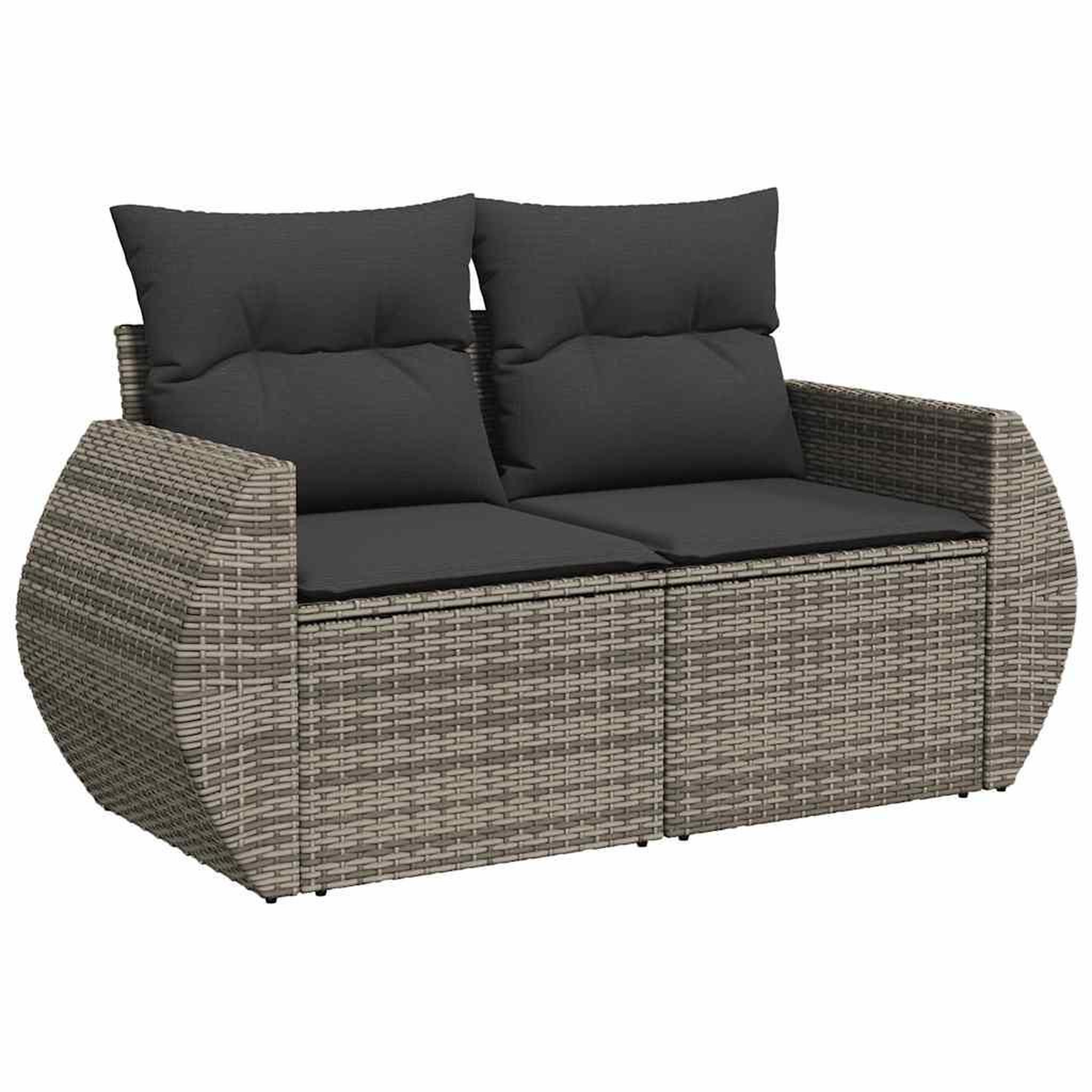 Voir la diapositive 3 : VIDAXL Salon de jardin 9 pcs avec coussins gris resine tressee