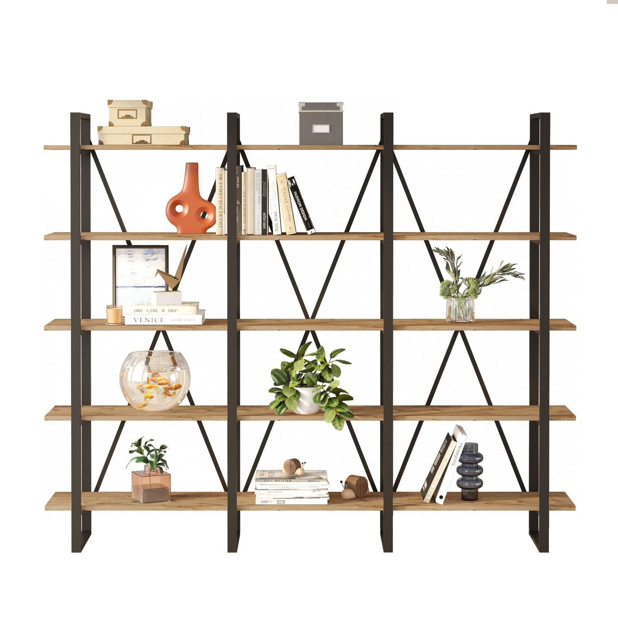 Habitat et Jardin Bibliothèque en bois  ml4  - 219 x 34 x 180 cm - pin atlantique