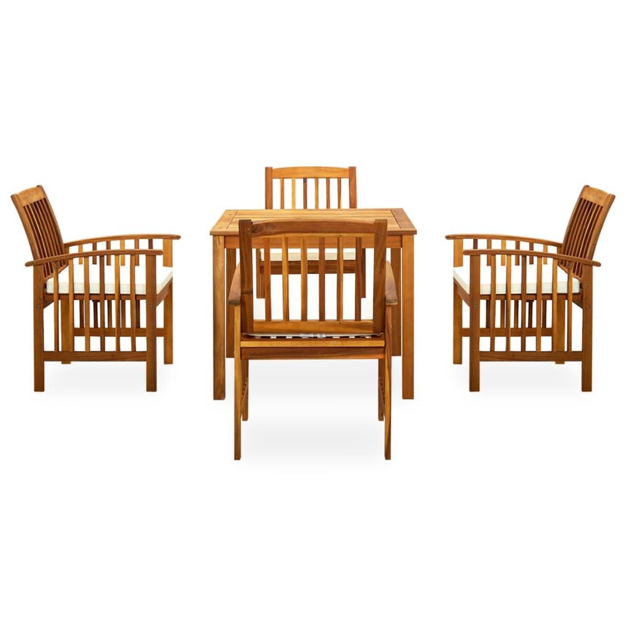 Voir la diapositive 2 : VIDAXL Ensemble a manger de jardin 5 pcs avec coussins Acacia solide