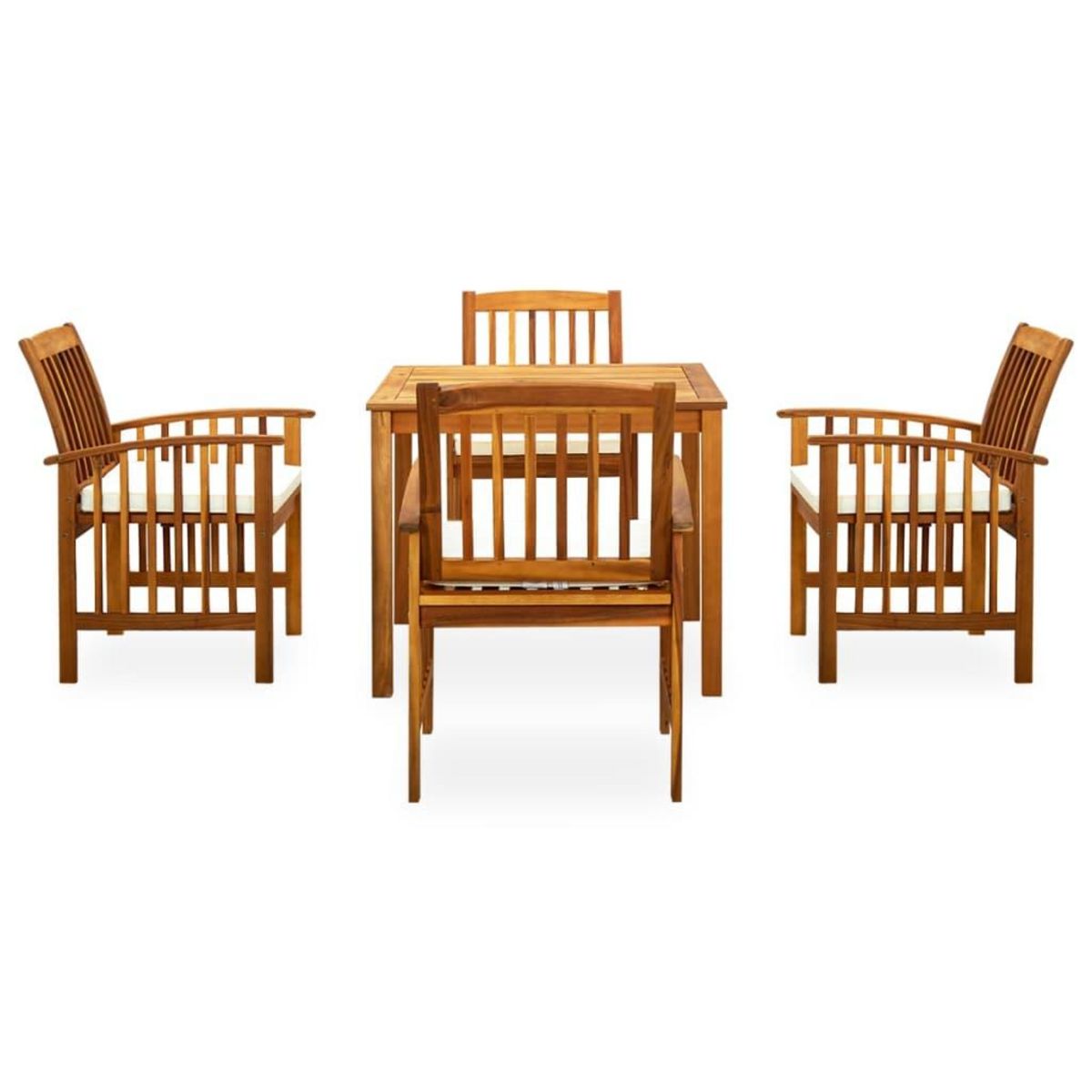 VIDAXL Ensemble a manger de jardin 5 pcs avec coussins Acacia solide