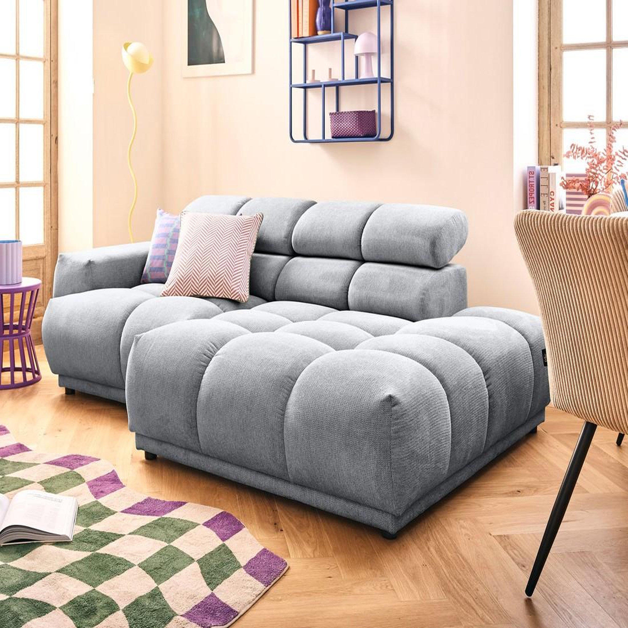 Voir la diapositive 4 : LISA DESIGN Matera - canapé d'angle droit 4 places avec têtières réglables en tissu texturé