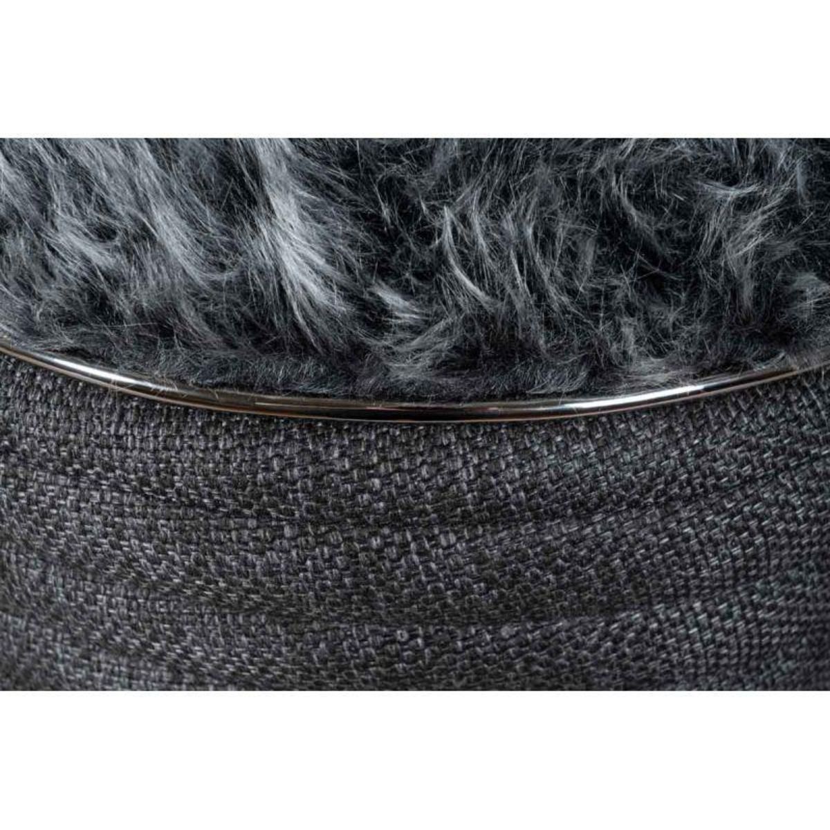 Paris Prix Tabouret en Tissu  Doric  50cm Anthracite & Argent