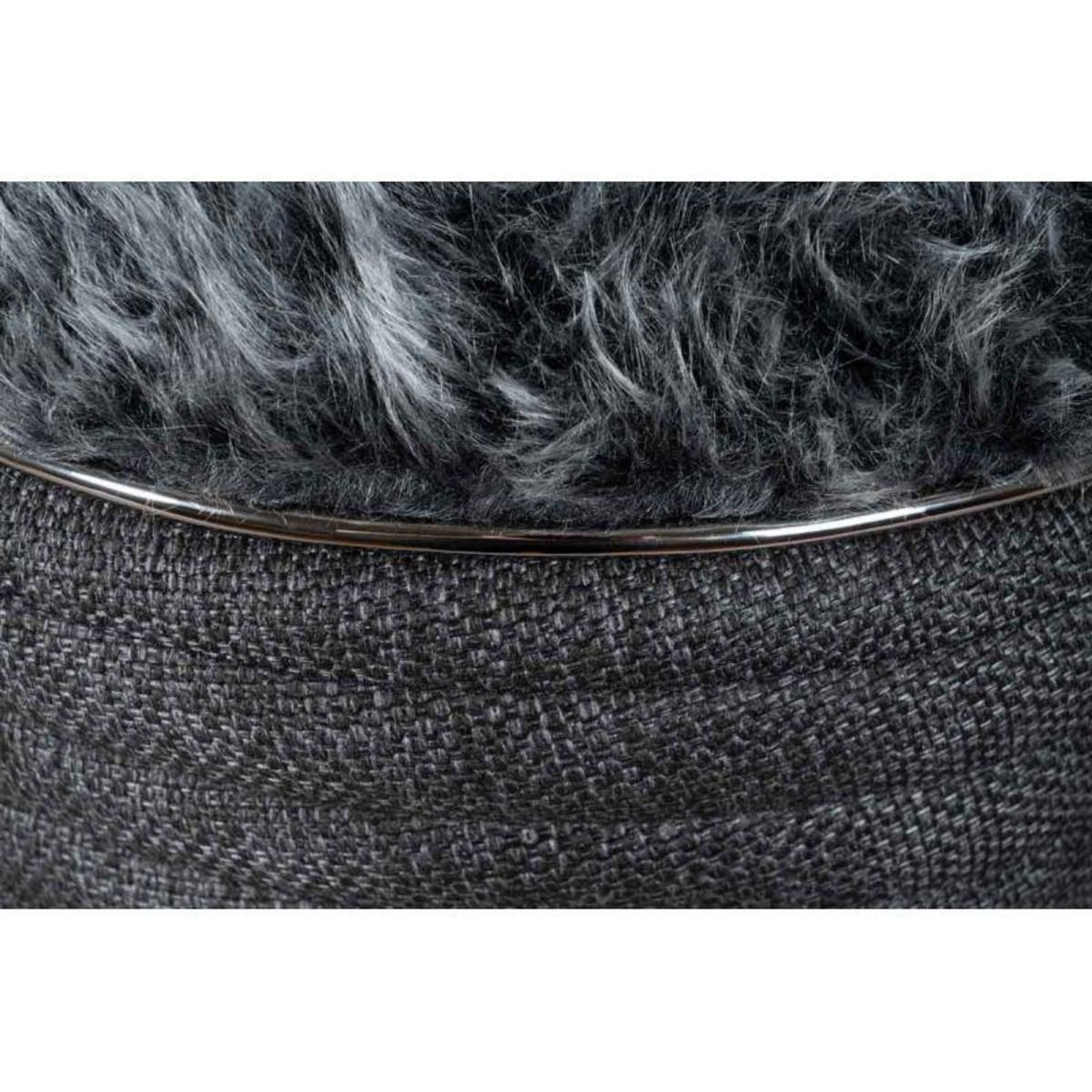 Paris Prix Tabouret en Tissu  Doric  50cm Anthracite & Argent