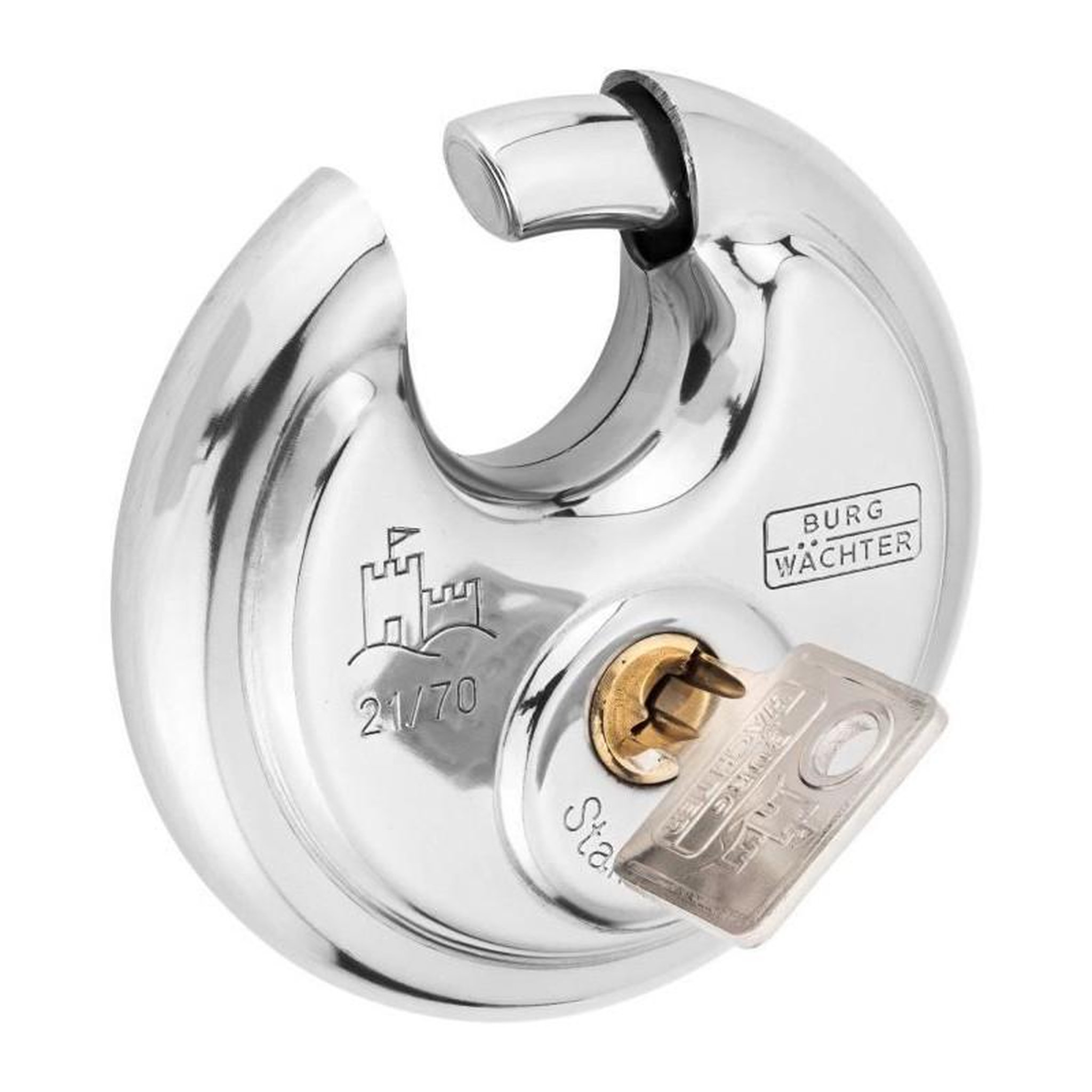 Voir la diapositive 2 : BURG WACHTER Cadenas cylindrique - BURG WACHTER - 21 70 SB - Acier inoxydable 70 mm, ouverture a clé