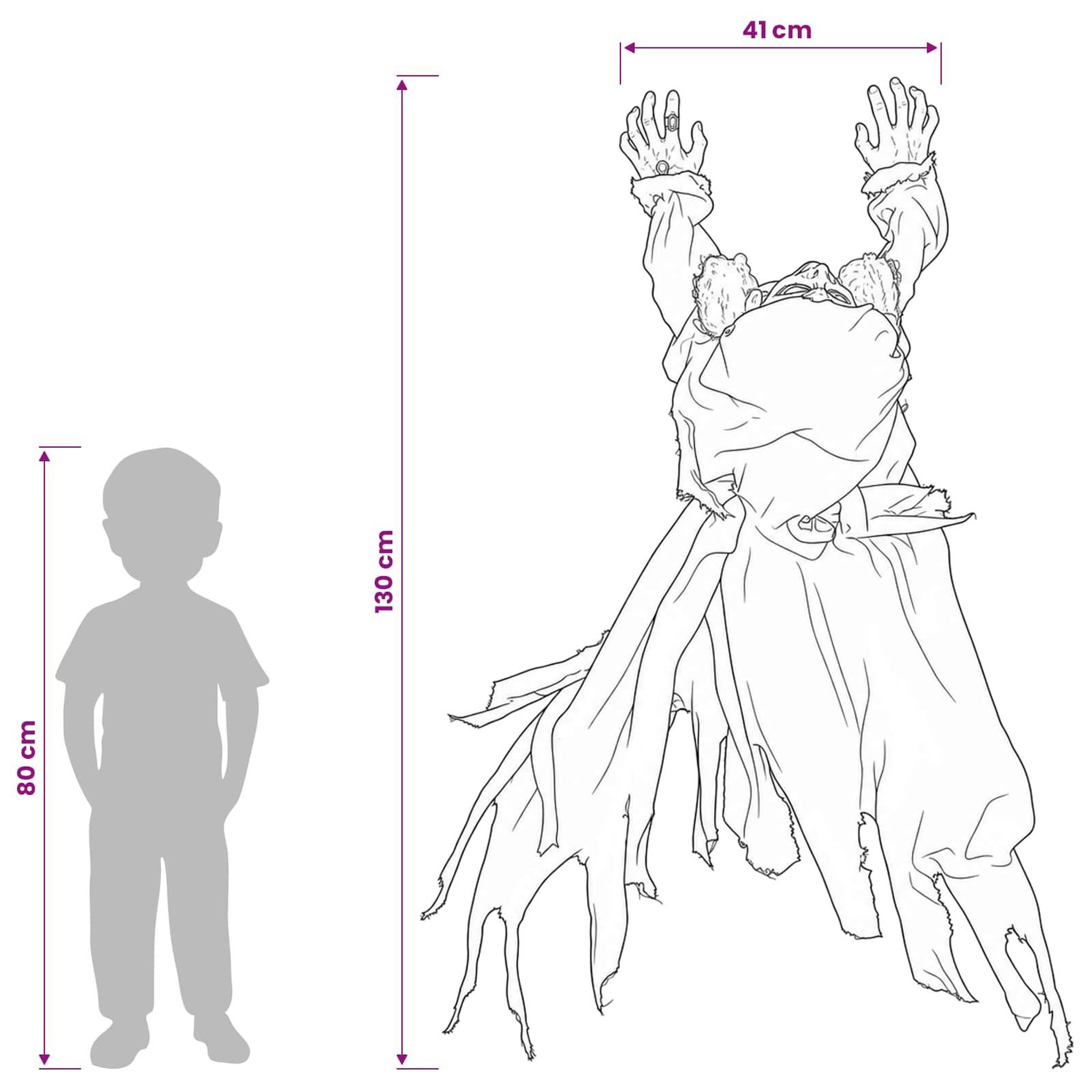 Voir la diapositive 3 : VIDAXL Zombie rampant d'Halloween SPOOKA Noir 41 x 130 x 24 cm