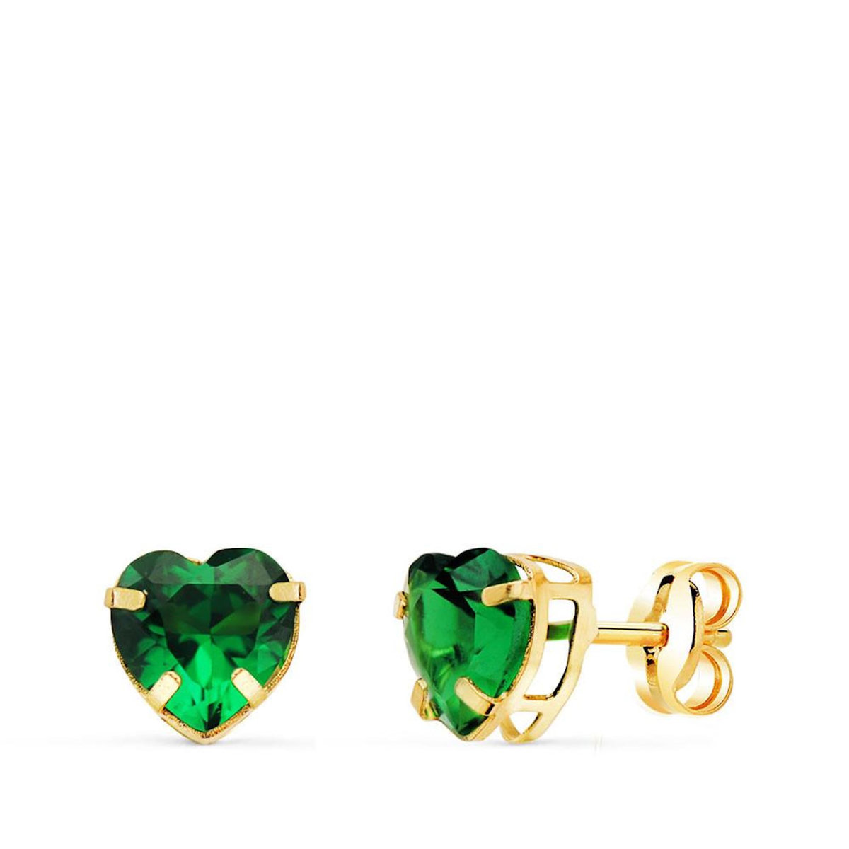 L'ATELIER D'AZUR Boucles d'Oreilles Or 18 Carats 750/000 - Zirconiums Vert Emeraude