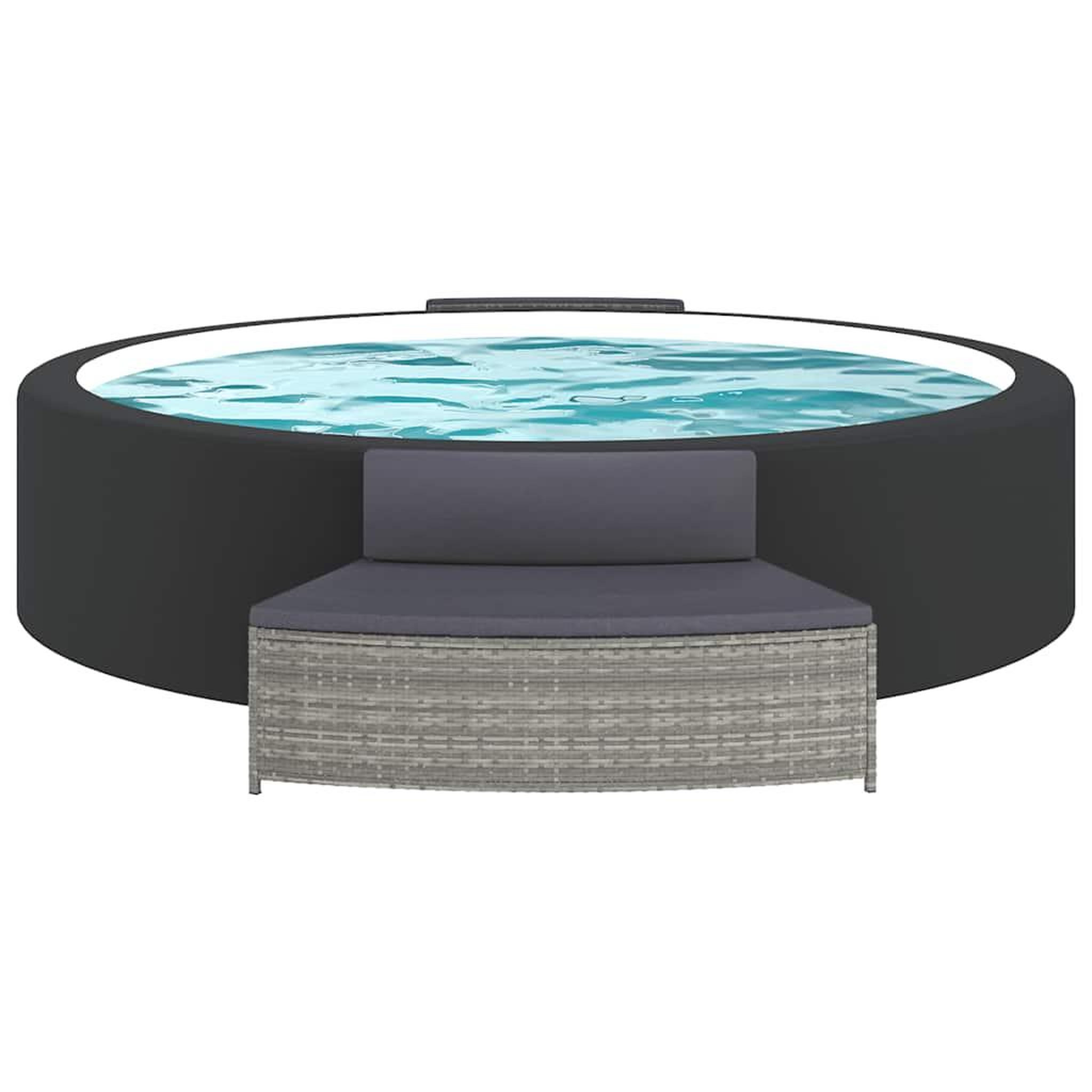 Voir la diapositive 3 : VIDAXL Bancs de spa avec coussins lot de 2 gris resine tressee