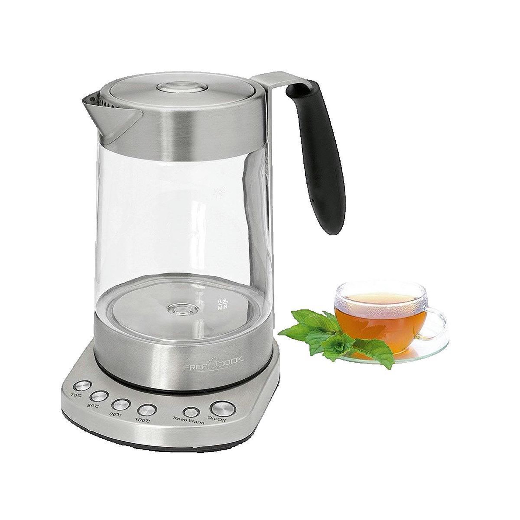 Voir la diapositive 2 : Profi Cook Bouilloire Proficook PC-WKS 1020 G transparente
