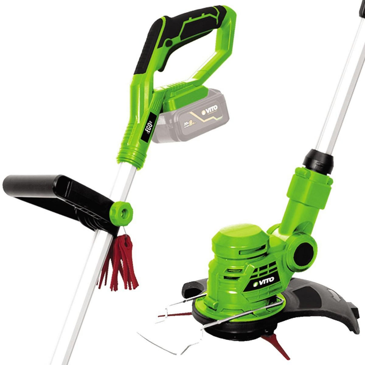 VITO Garden Coupe Bordure sans fil 20V + 2 Batteries 2AH + Chargeur + Jeu de 20 lames coupantes VITO