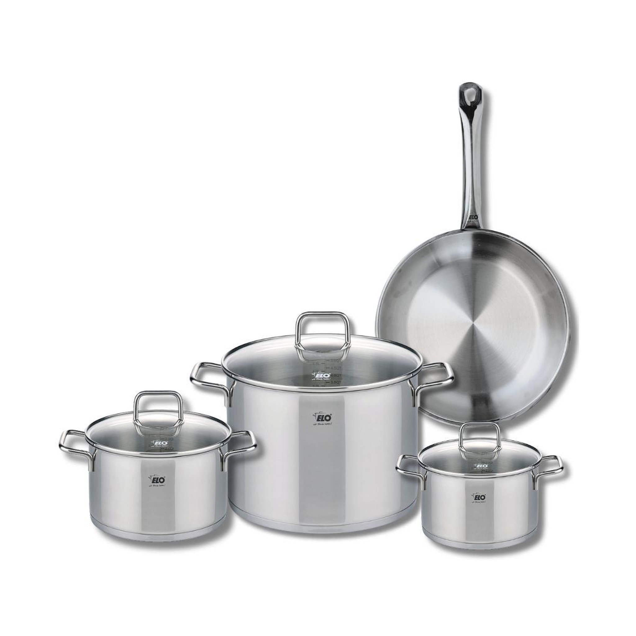 ELO Ensemble de 1 poêle de cuisson 28 cm et 3 faitouts 16, 20 et 26 cm elo profi citrin