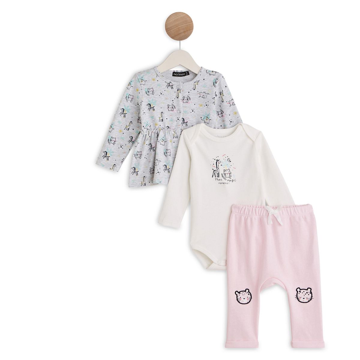 IN EXTENSO Ensemble 3 pièces de naissance bébé fille