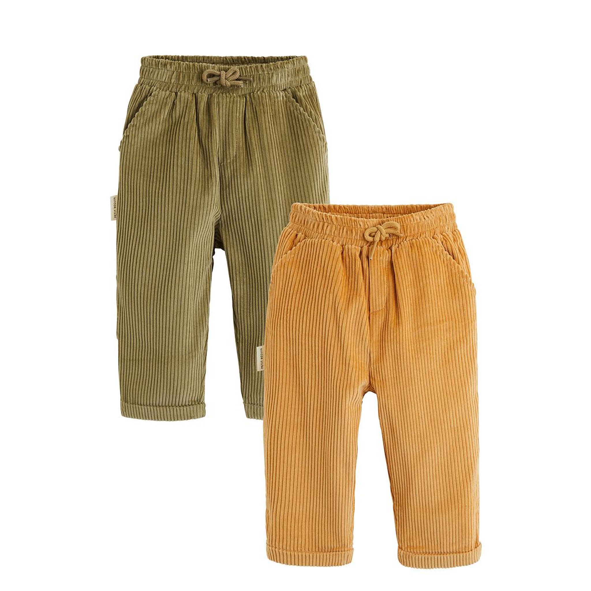 PETIT BEGUIN Lot de 2 pantalons bébé en velours côtelé charly. Coloris disponibles : Marron