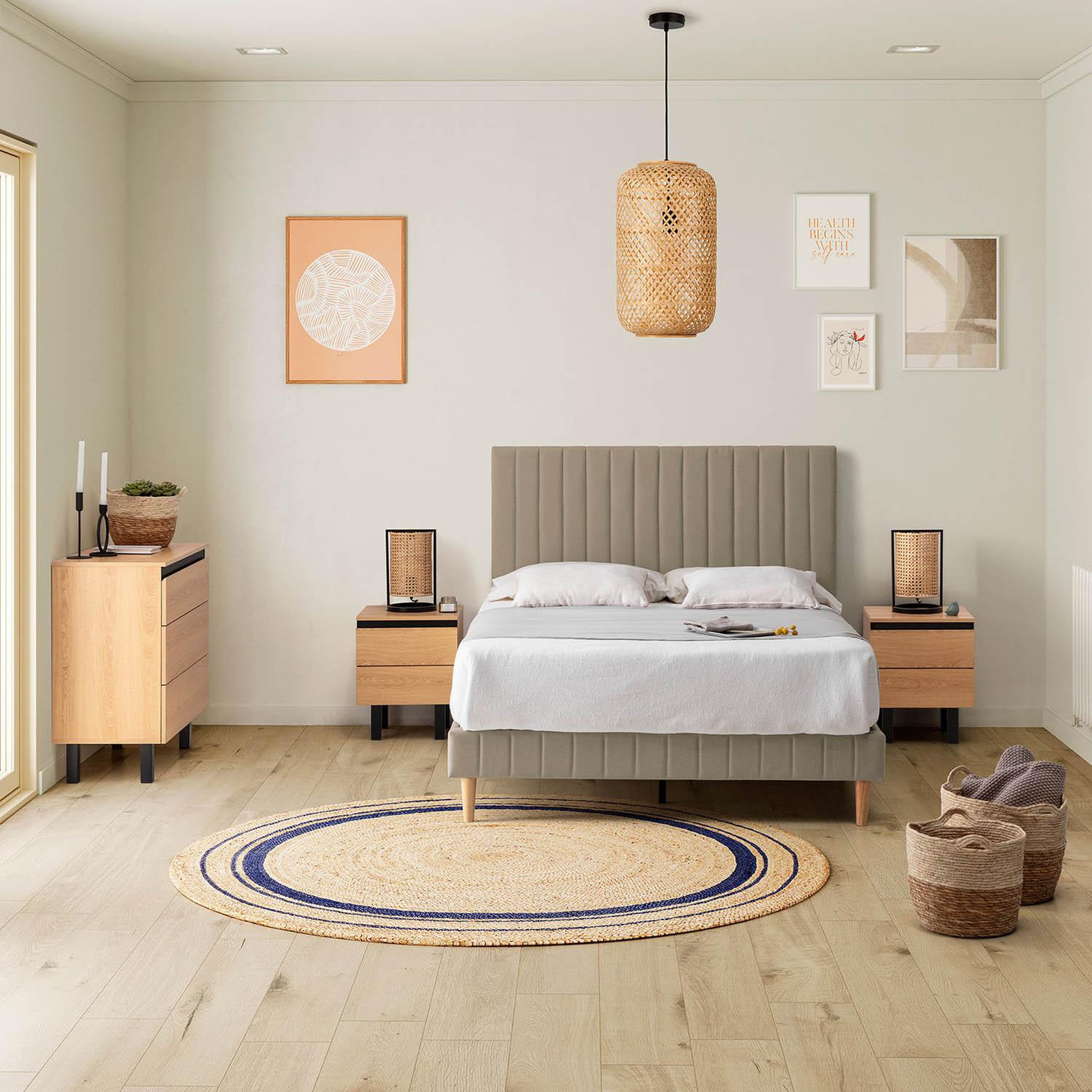 Voir la diapositive 2 : VS VENTA-STOCK Sommier + tête de lit Eris 160x200 cm Beige