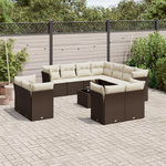 VIDAXL Salon de jardin avec coussins 12 pcs marron resine tressee