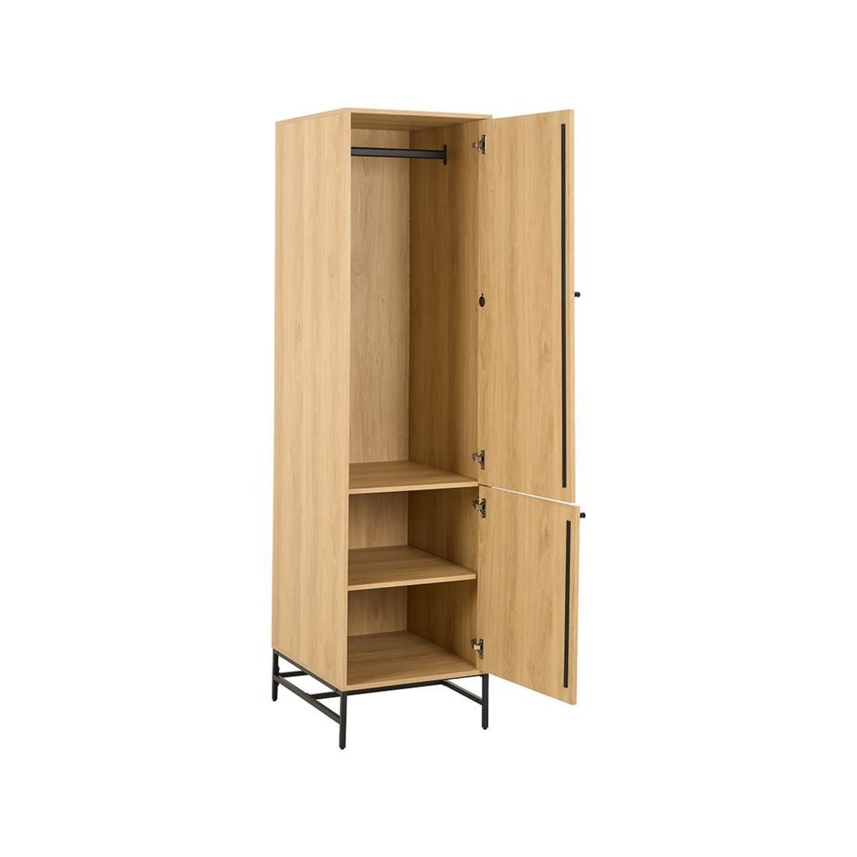 LISA DESIGN Marc – armoire dressing – avec étagères et penderie - effet bois et pieds métal