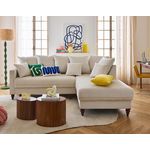 BEST MOBILIER Flamingo - canapé d'angle droit 4 places convertible en velours. Coloris disponibles : Orange, Vert, Beige, Bleu, Gris, Noir