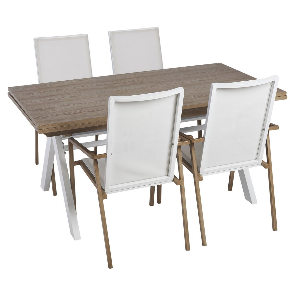 GARDENSTAR Table de jardin rectangulaire - 4/6 places - Aluminium - Effet bois