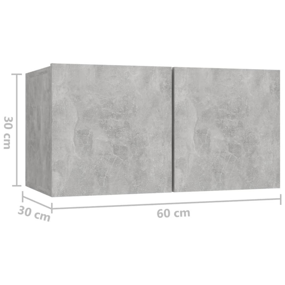 VIDAXL Meubles TV suspendus 2 pcs Gris beton 60x30x30 cm