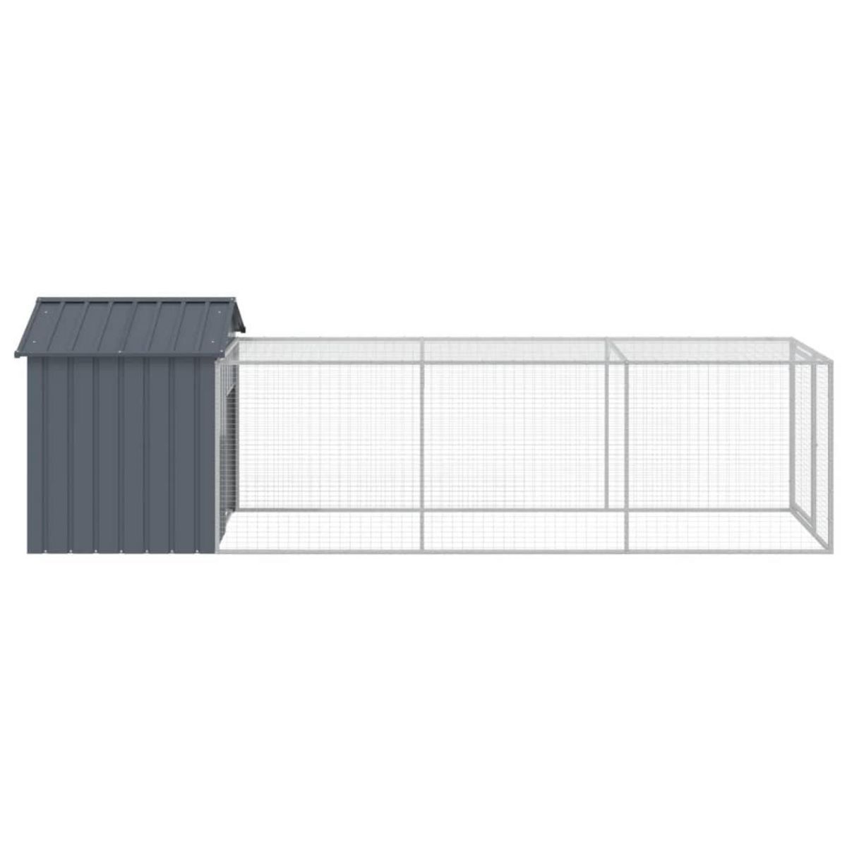 VIDAXL Poulailler avec cour anthracite 117x405x123 cm acier galvanise