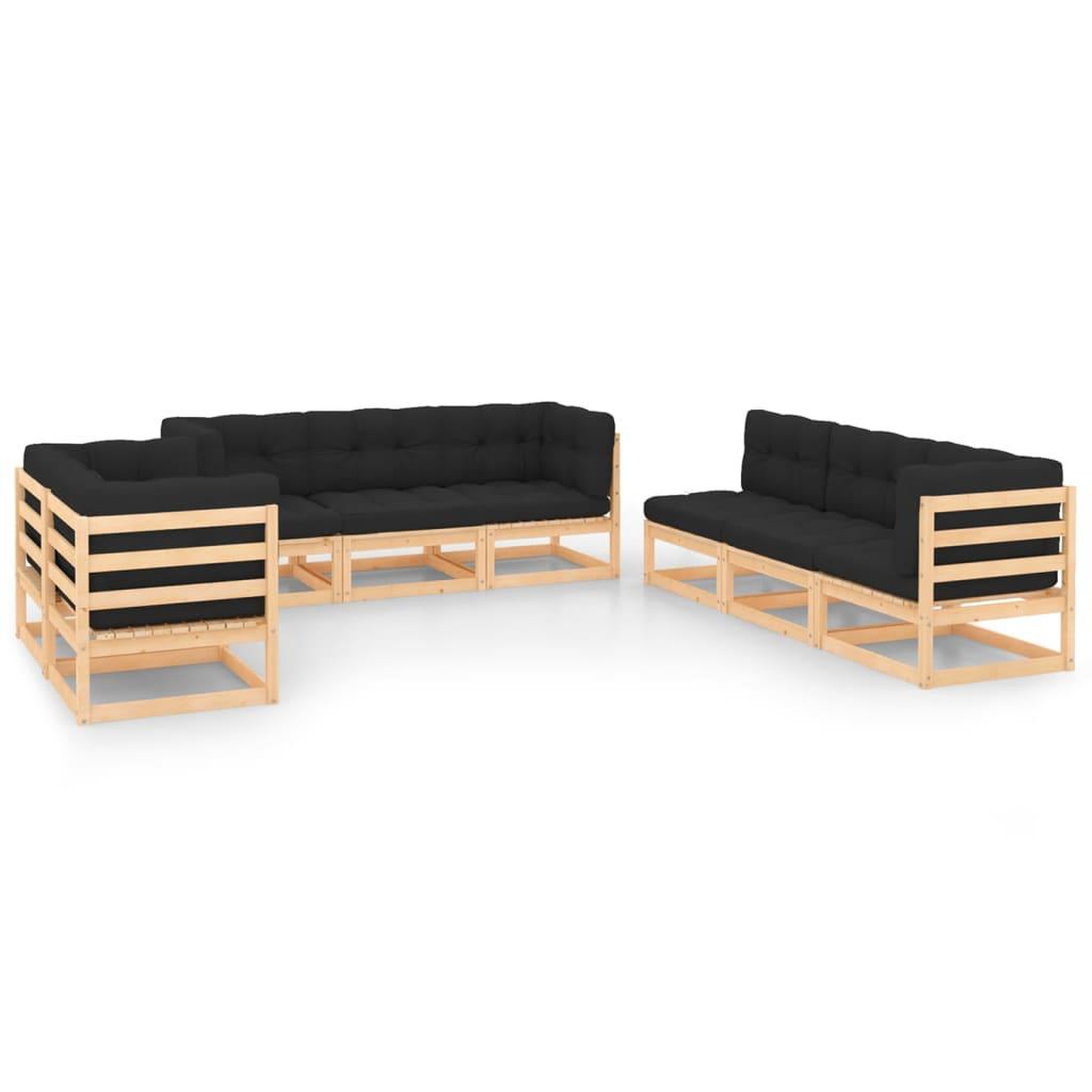 Voir la diapositive 1 : VIDAXL Salon de jardin 8 pcs avec coussins Bois de pin massif