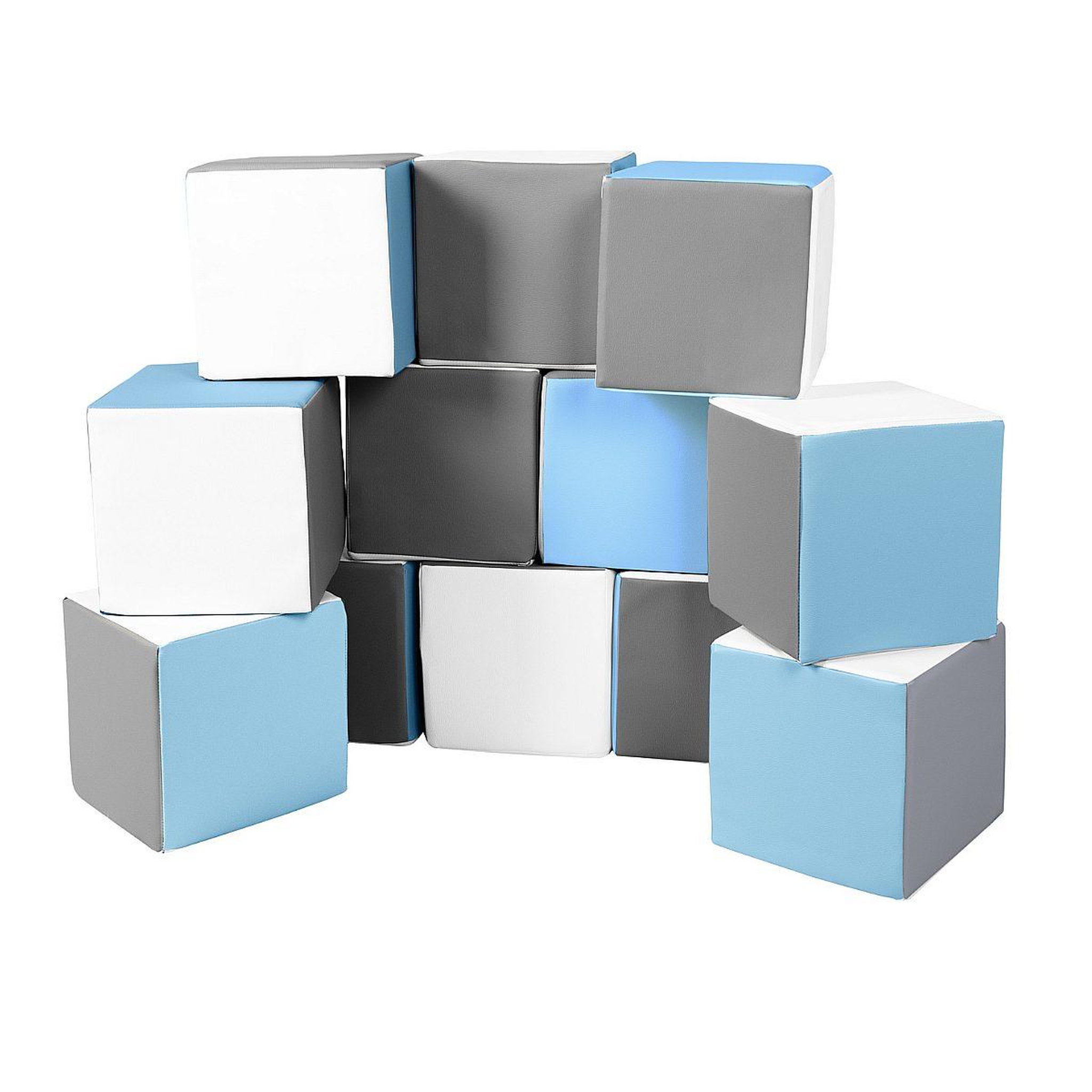 VELINDA Lot cubes xxl mousse 12 pcs blanc, bleu clair, gris