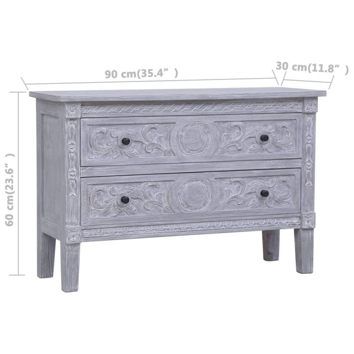 VIDAXL Buffet avec 2 tiroirs 90x30x60 cm Bois d'acajou massif