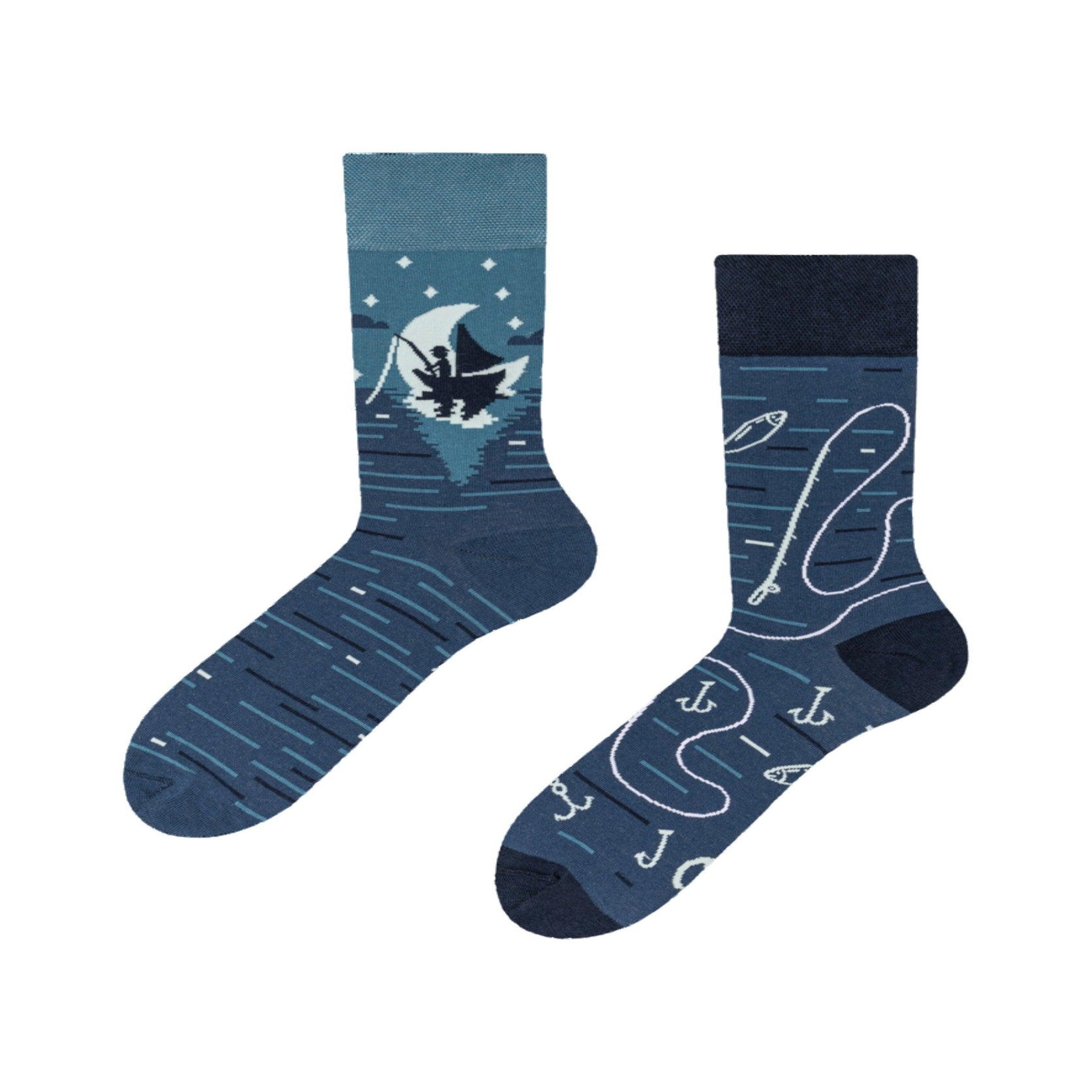 DEDOLES Chaussettes pêcheur de nuit. Coloris disponibles : Bleu