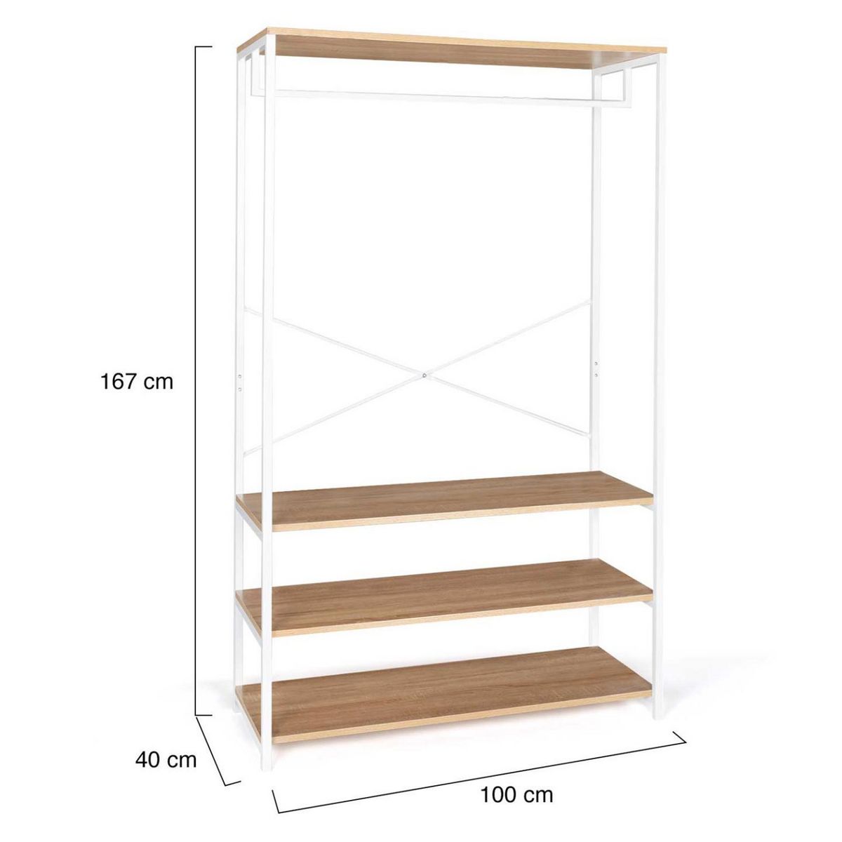 ID MARKET Dressing large L. 100 cm DETROIT design industriel bois et métal blanc