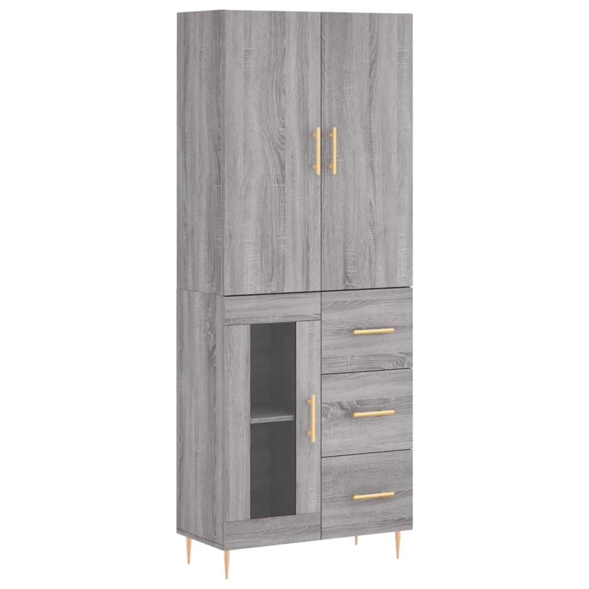 Voir la diapositive 2 : VIDAXL Buffet haut Sonoma gris 69,5x34x180 cm Bois d'ingenierie