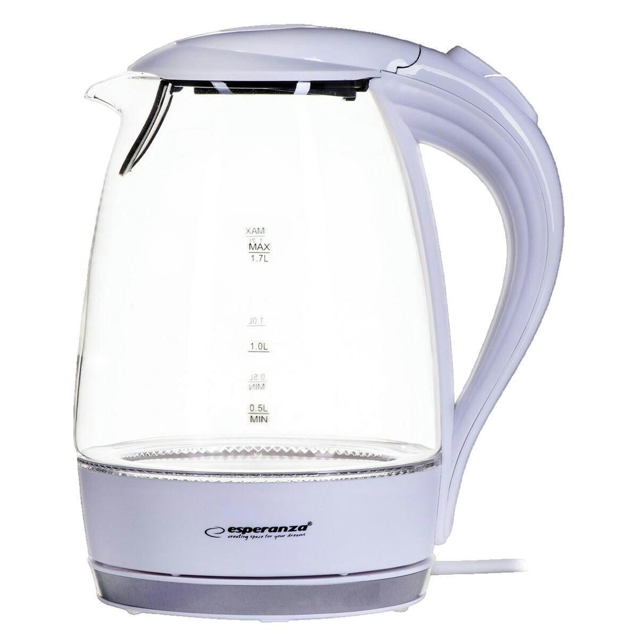 Voir la diapositive 2 : ESPRIT DE CUISINE Bouilloire Électrique Esperanza EKK011W 1,7 L Transparent