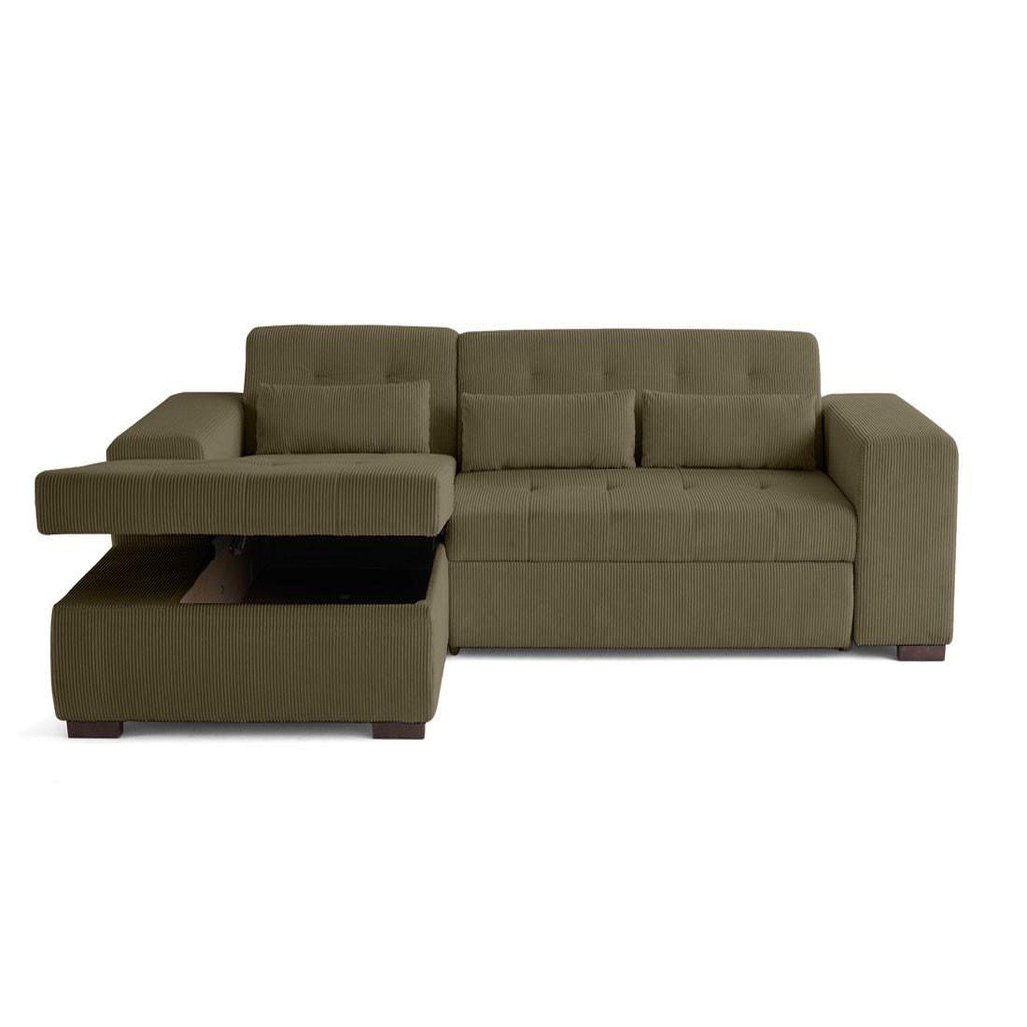 Voir la diapositive 5 : LISA DESIGN Vermont - canapé d'angle gauche - 4 places - convertible avec coffre - en velours côtelé