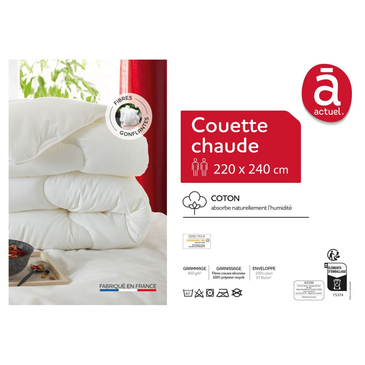 ACTUEL Couette chaude en coton 57 fils 400g/m² 