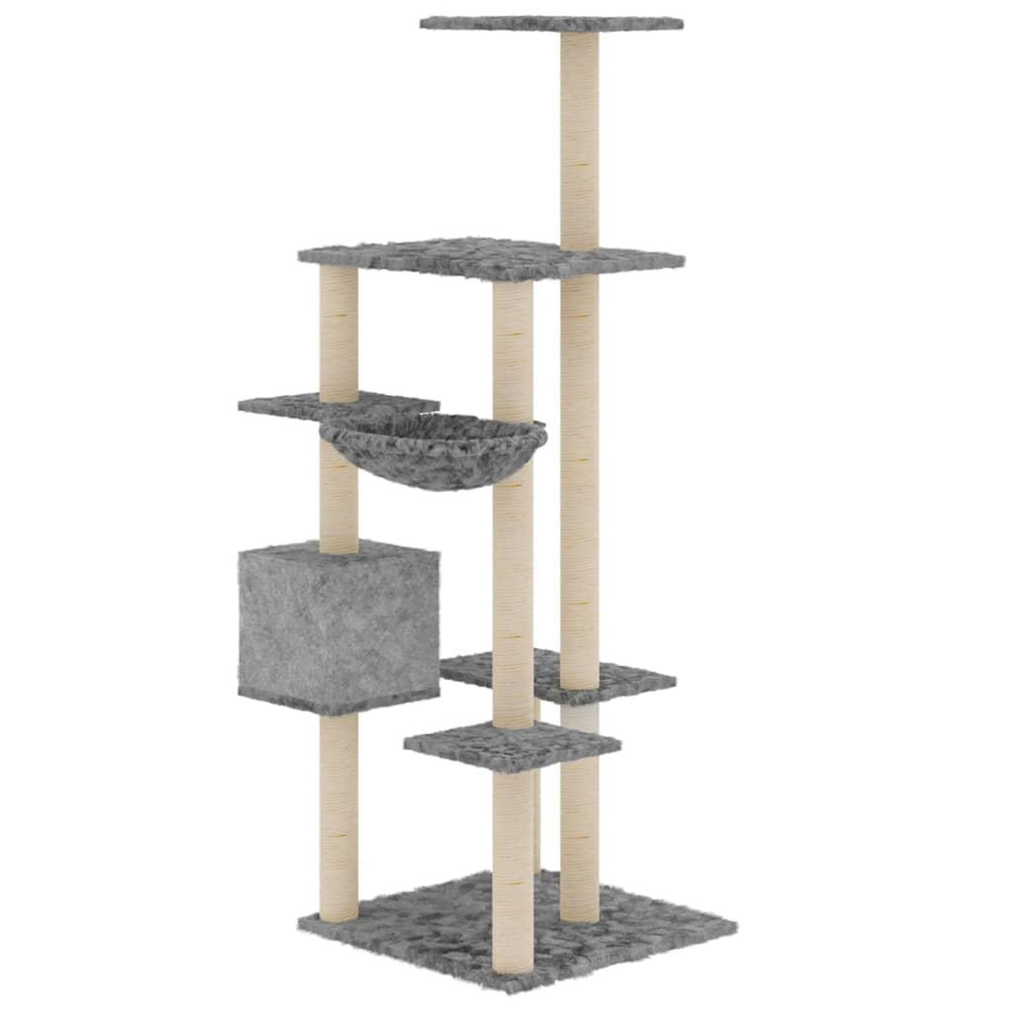 Voir la diapositive 5 : VIDAXL Arbre a chat avec griffoirs en sisal Gris clair 142 cm