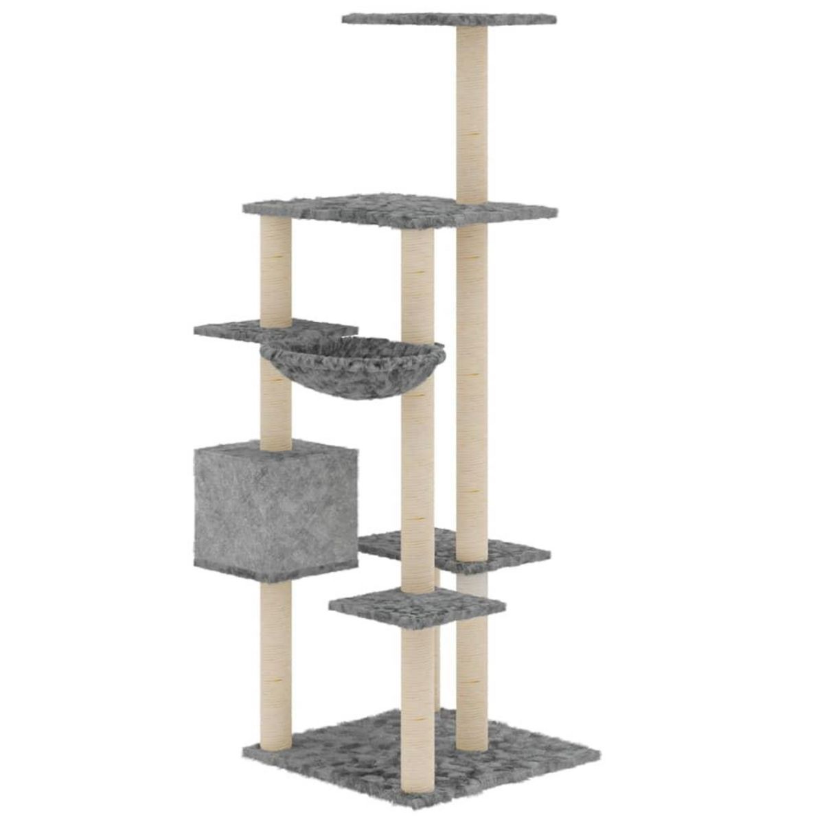 VIDAXL Arbre a chat avec griffoirs en sisal Gris clair 142 cm