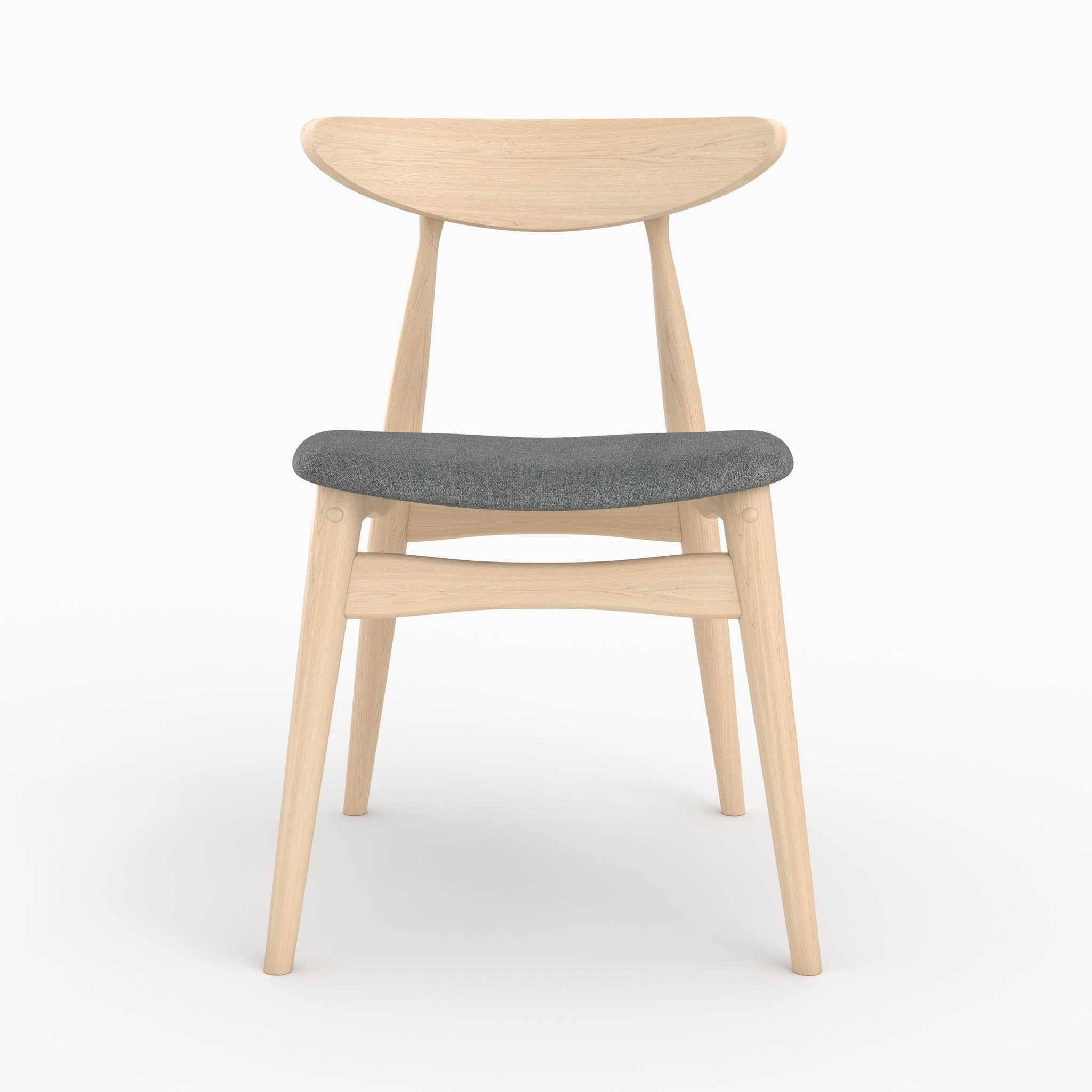Voir la diapositive 3 : MAISON PAVANE Lot de 2 chaises en tissu gris et bois d'hévéa-josette