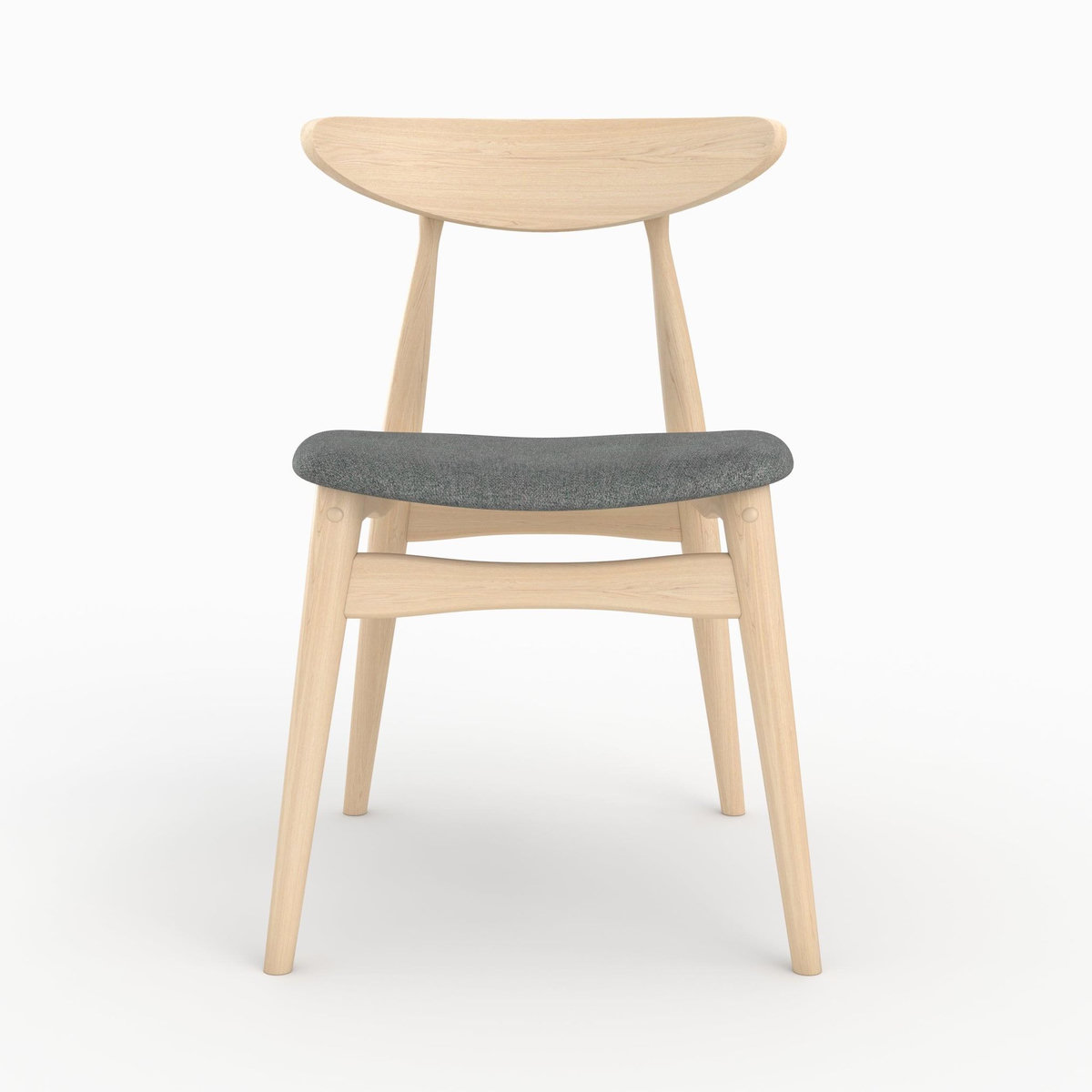 Rendez vous déco Lot de 2 chaises en tissu gris et bois d'hévéa-Josette
