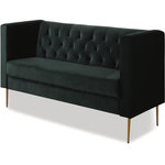 Habitat et Jardin Canapé fixe en velours  Bruce  - 196 x 76 x 82 cm - 3 places - Vert foncé