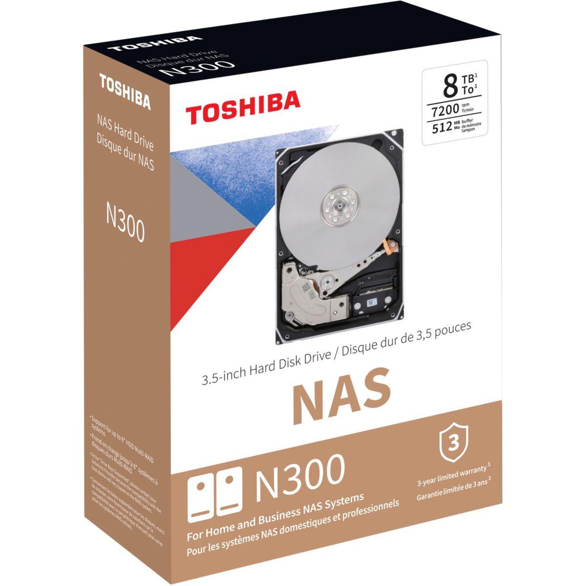Voir la diapositive 2 : Toshiba Disque dur interne N300 8To NAS 512Mo