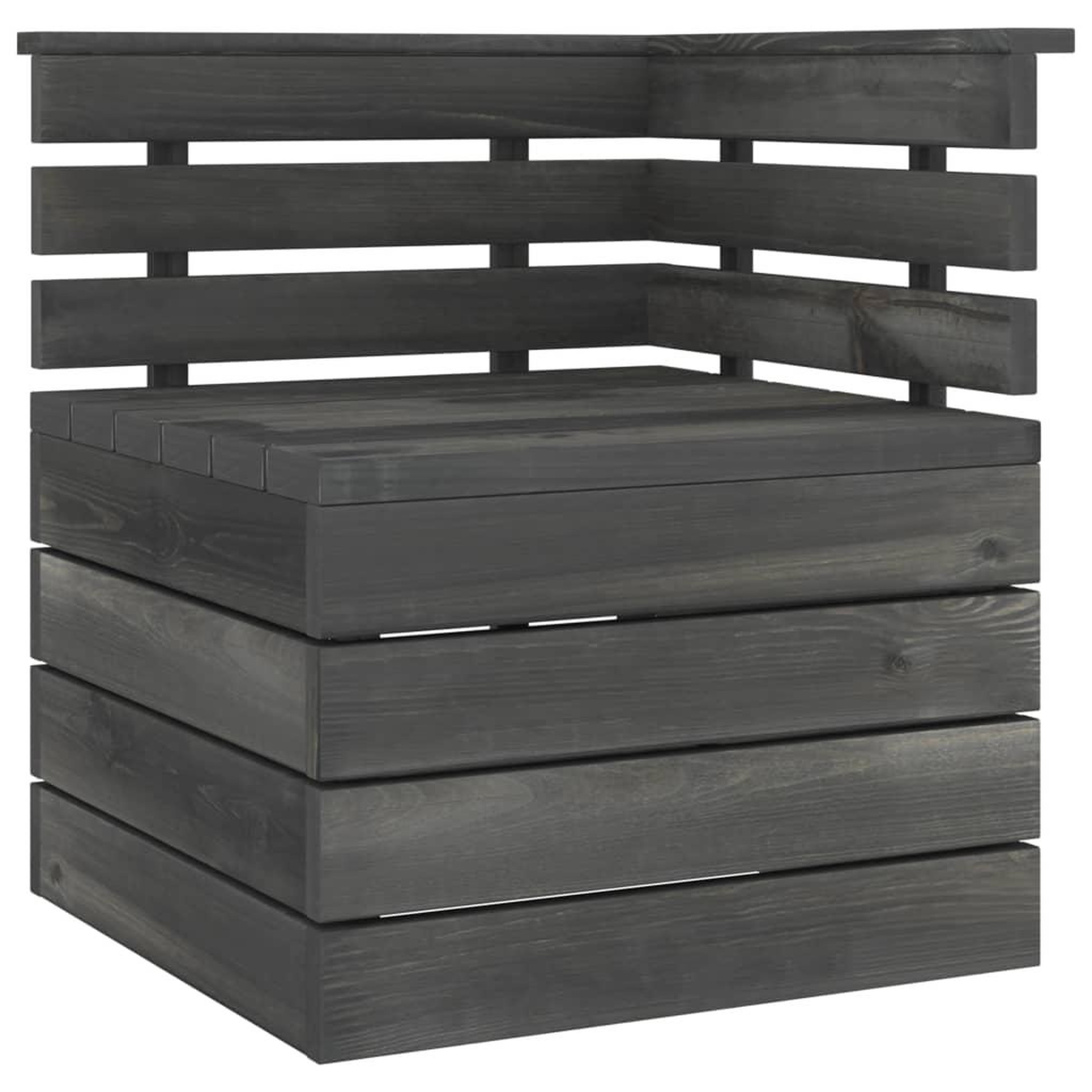 Voir la diapositive 1 : VIDAXL Canape palette d'angle de jardin Bois de pin massif Gris fonce