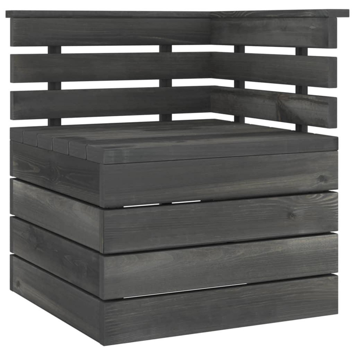 VIDAXL Canape palette d'angle de jardin Bois de pin massif Gris fonce
