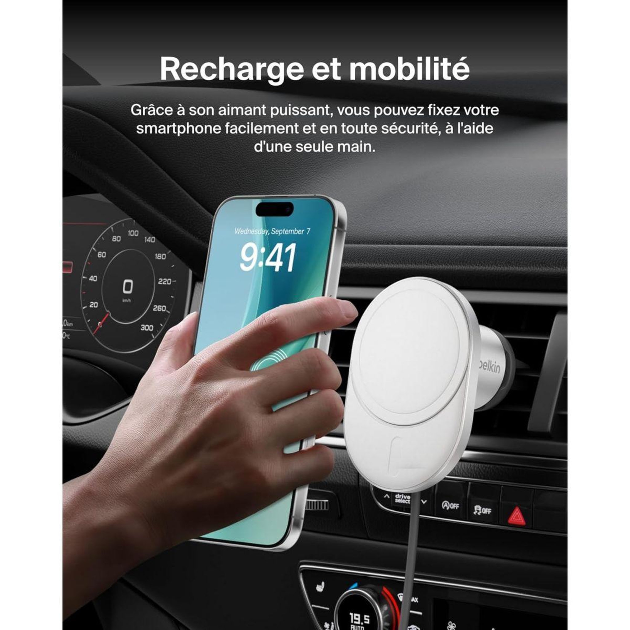 Voir la diapositive 4 : Belkin Support Voiture avec charge sans fil
