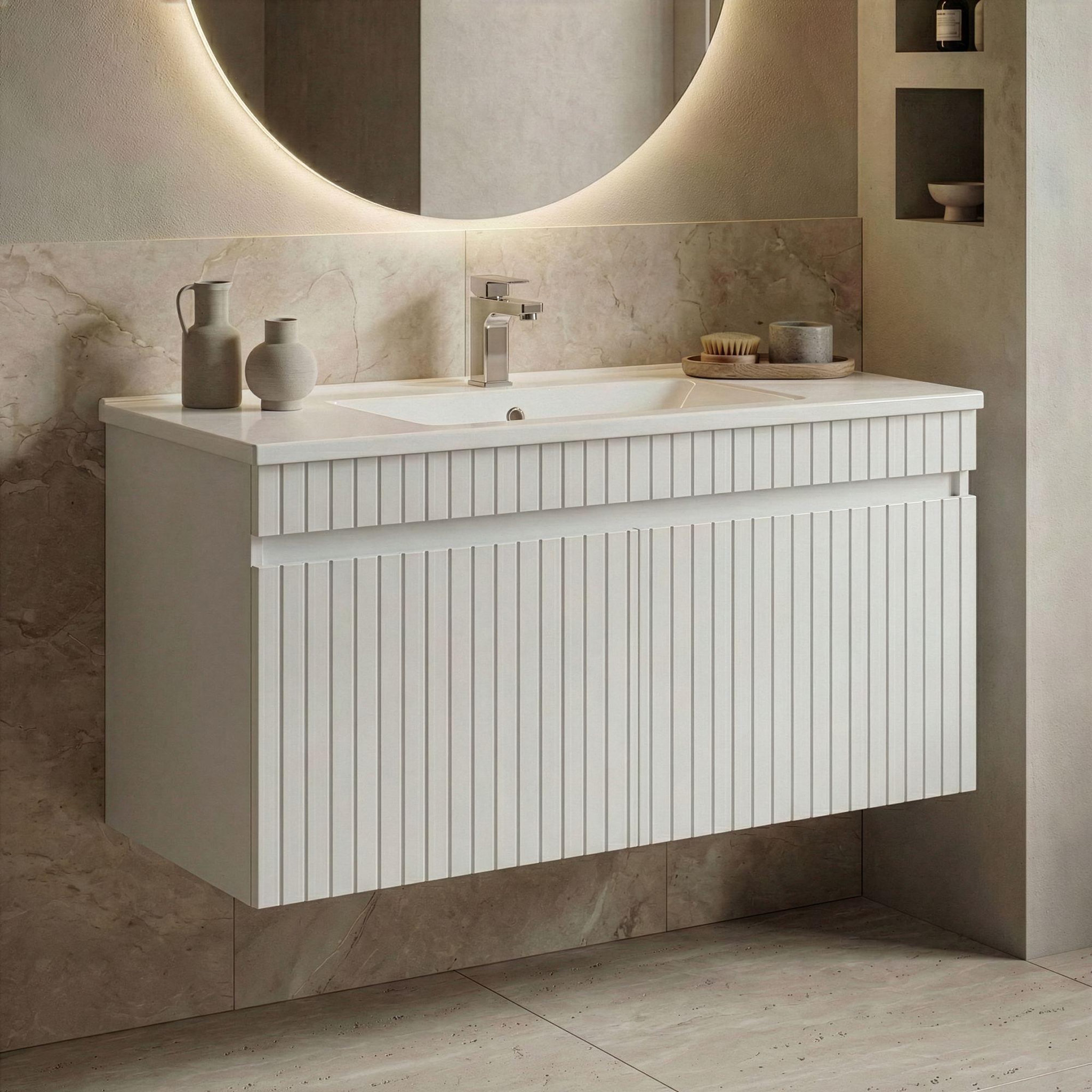 Voir la diapositive 2 : Habitat et Jardin Meuble Vasque  Tivoli 100  - 100 x 45 x 57 cm - Matte White