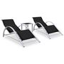 Voir la diapositive 1 : VIDAXL Chaises longues lot de 2 avec table aluminium noir