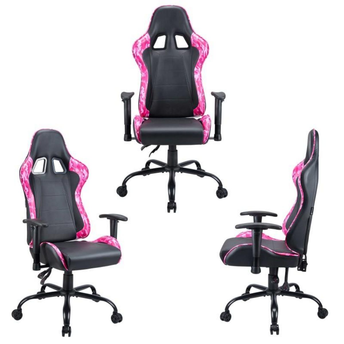 Subsonic Chaise gaming, fauteuil gamer Noir et rose taille L