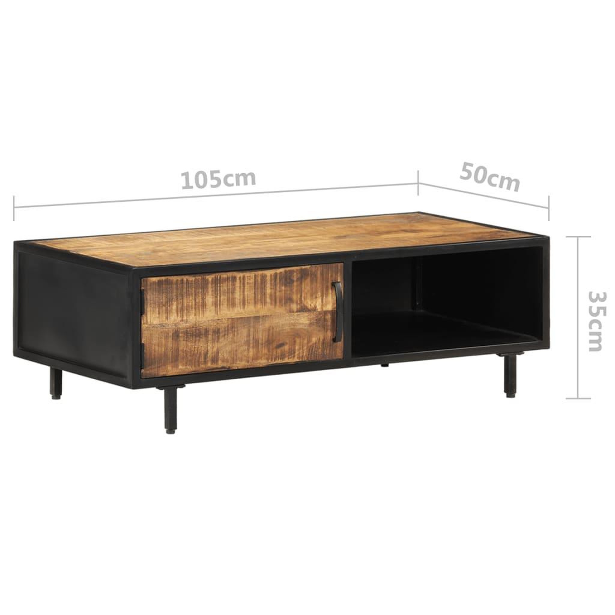 Voir la diapositive 6 : VIDAXL Table basse 105x50x35 cm bois de manguier brut